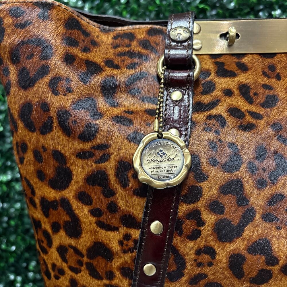 NWT Patricia Nash Leopard Calf hair large tote - Picture 2 of 11